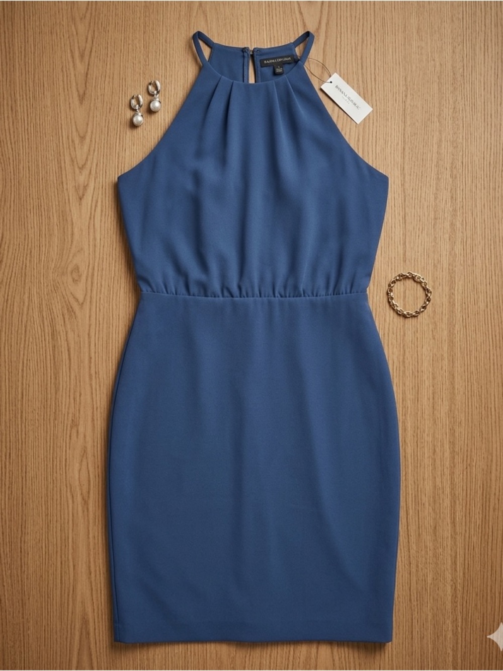 Banana Republic Blue Halter Cocktail‎ Dress Size 10 NWT